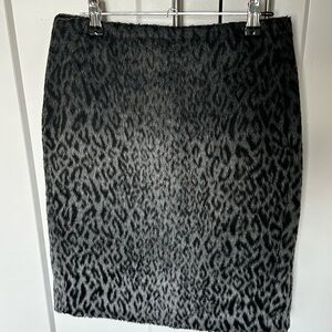 Karl Lagerfeld Gray Leopard-Print Pencil Skirt